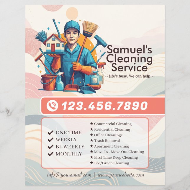 Modern House Cleaning Maid Service Housekeeping Flyer (Front)