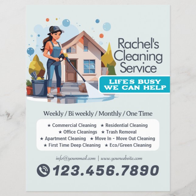 Modern House Cleaning Maid Service Housekeeping Flyer (Front)