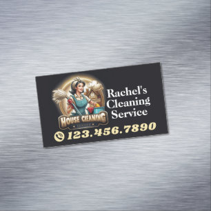 Modern House Cleaning Maid Service Housekeeping Magnetic Business Card