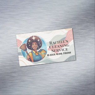 Modern House Cleaning Maid Service Housekeeping Magnetic Business Card