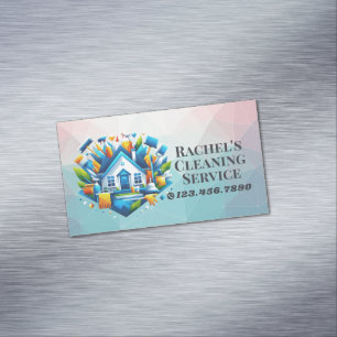 Modern House Cleaning Maid Service Housekeeping Magnetic Business Card