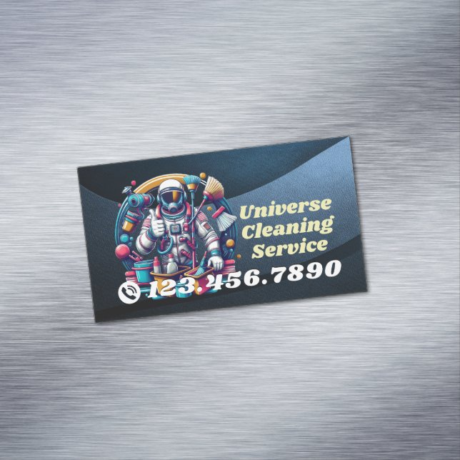 Modern House Cleaning Maid Service Housekeeping Magnetic Business Card (In Situ)
