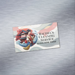 Modern House Cleaning Maid Service Housekeeping Magnetic Business Card