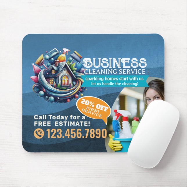 Modern House Cleaning Maid Service Housekeeping Mouse Pad (With Mouse)