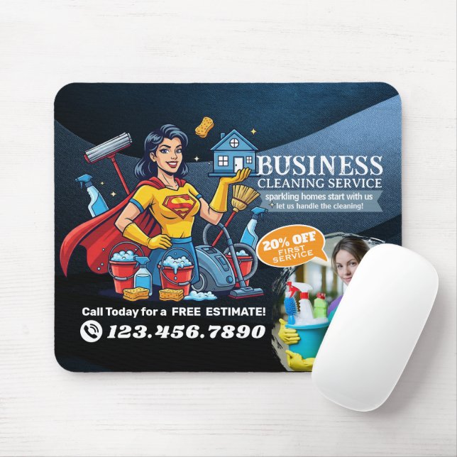 Modern House Cleaning Maid Service Housekeeping Mouse Pad (With Mouse)