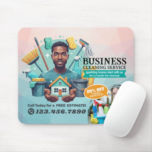 Modern House Cleaning Maid Service Housekeeping Mouse Pad (With Mouse)