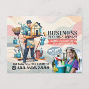 Modern House Cleaning Maid Service Housekeeping Postcard
