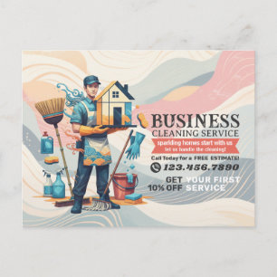 Modern House Cleaning Maid Service Housekeeping Postcard