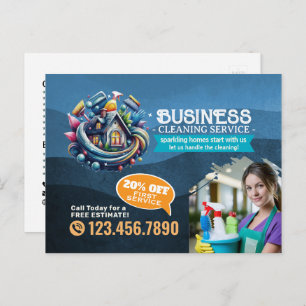 Modern House Cleaning Maid Service Housekeeping Postcard