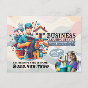 Modern House Cleaning Maid Service Housekeeping Postcard