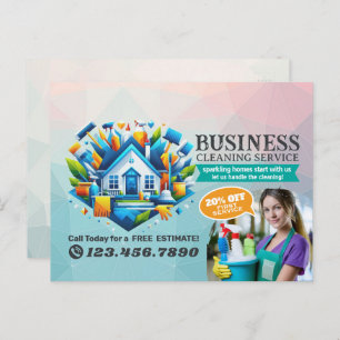 Modern House Cleaning Maid Service Housekeeping Postcard