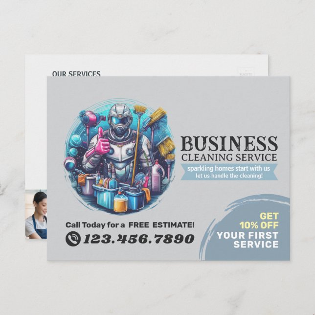 Modern House Cleaning Maid Service Housekeeping Postcard (Front/Back)