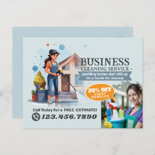 Modern House Cleaning Maid Service Housekeeping Postcard