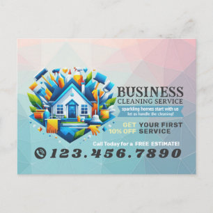 Modern House Cleaning Maid Service Housekeeping Postcard