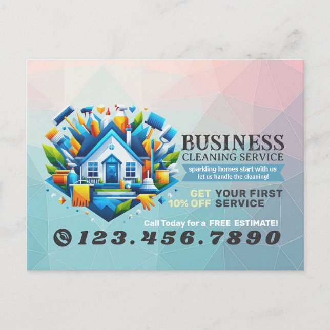 Modern House Cleaning Maid Service Housekeeping Postcard (Front)