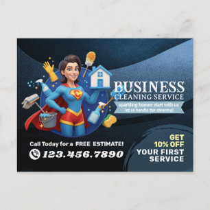 Modern House Cleaning Maid Service Housekeeping Postcard