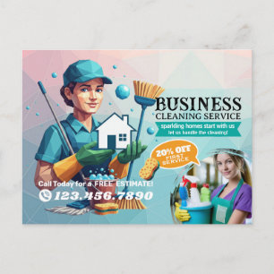 Modern House Cleaning Maid Service Housekeeping Postcard