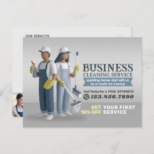 Modern House Cleaning Maid Service Housekeeping Postcard