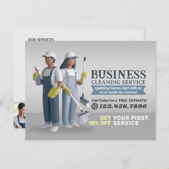 Modern House Cleaning Maid Service Housekeeping Postcard (Front/Back)