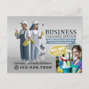 Modern House Cleaning Maid Service Housekeeping Postcard