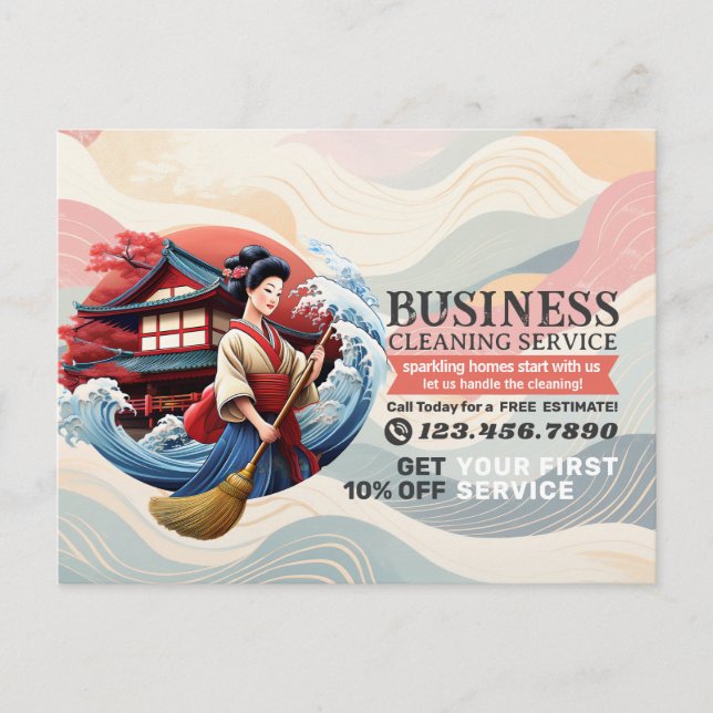 Modern House Cleaning Maid Service Housekeeping Postcard (Front)