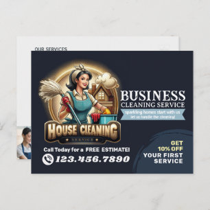 Modern House Cleaning Maid Service Housekeeping Postcard