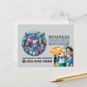 Modern House Cleaning Maid Service Housekeeping Postcard