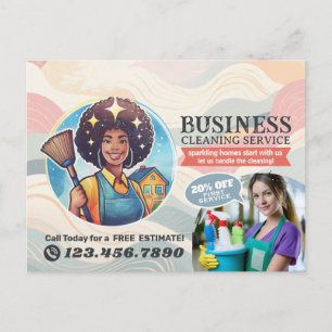 Modern House Cleaning Maid Service Housekeeping Postcard