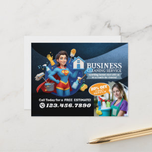 Modern House Cleaning Maid Service Housekeeping Postcard