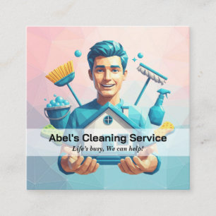 Modern House Cleaning Maid Service Housekeeping Square Business Card
