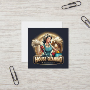 Modern House Cleaning Maid Service Housekeeping Square Business Card