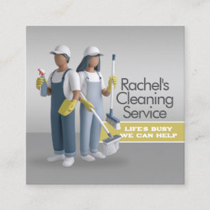 Modern House Cleaning Maid Service Housekeeping Square Business Card