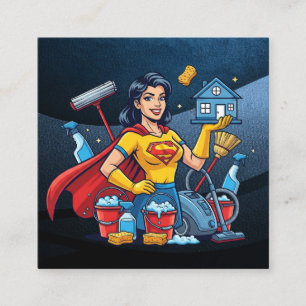 Modern House Cleaning Maid Service Housekeeping Square Business Card