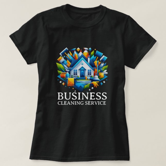 Modern House Cleaning Maid Service Housekeeping T-Shirt (Design Front)