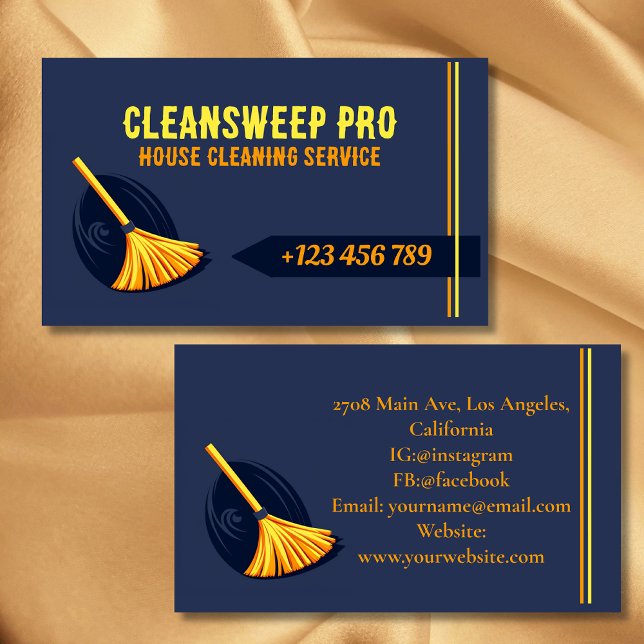 Modern House Cleaning Maid Service Logo Business Card (Creator Uploaded)