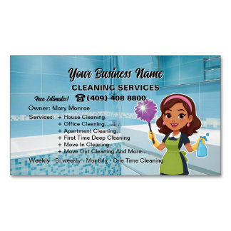 Modern House Cleaning Service Housekeeper Maid Magnetic Business Card