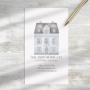 Modern House Cleaning Services Minimal Blue Grey Business Card