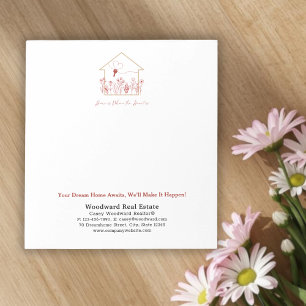 Modern House Key Line Art   Realtor Personalised  Notepad