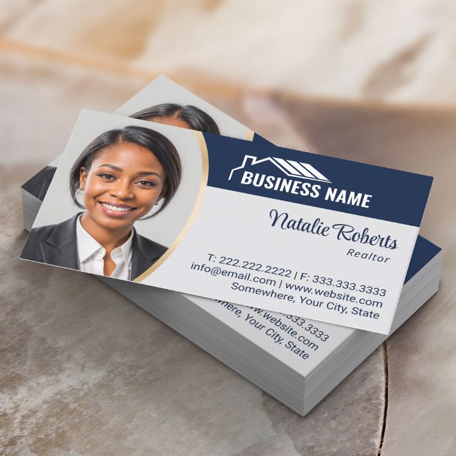 Modern House Logo Real Estate Agent Realtor Photo Business Card (Creator Uploaded)