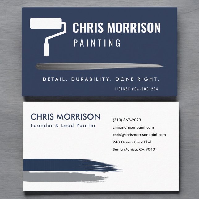 Modern House Painting Service Navy Blue  Business Card (Creator Uploaded)