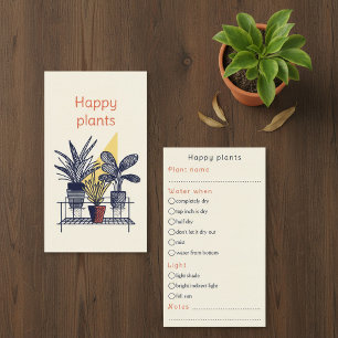 Modern house plant Care Guide Shop Orders Enclosure Card