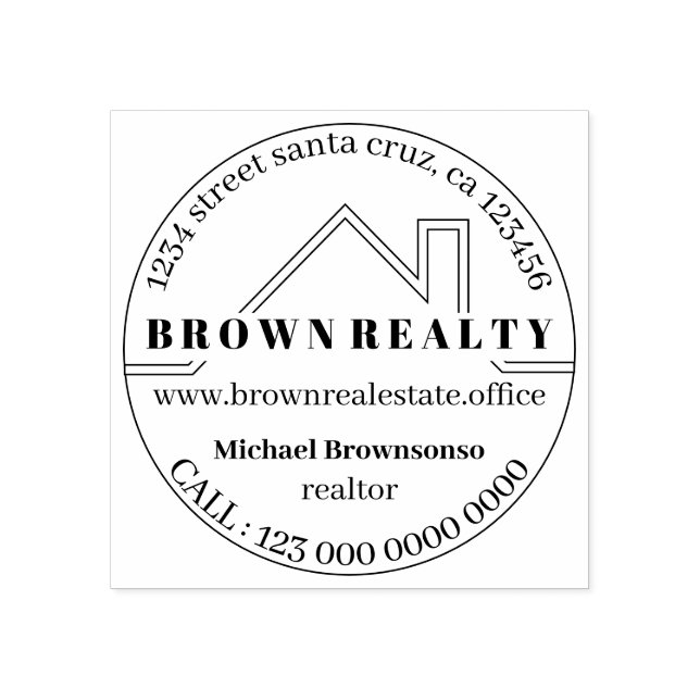 Modern House Roof Architect Real Estate Rubber Stamp (Imprint)