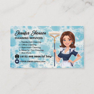 Modern Housekeeper Cleaning Service Business Card