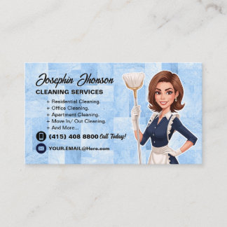 Modern Housekeeper Cleaning Service Business Card