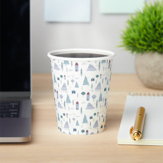 Modern Houses Mountains Pastel Colours  Pattern  Paper Cups