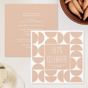 Modern Housewarming Party Apricot Beige Invitation