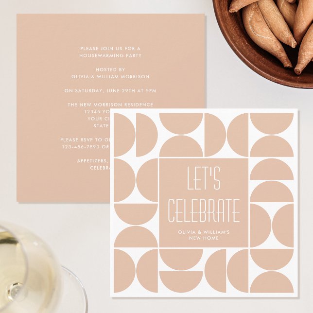 Modern Housewarming Party Apricot Beige Invitation (Creator Uploaded)