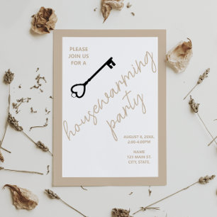 Modern Housewarming Party Invite Beige