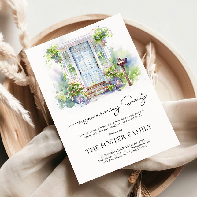 Modern Housewarming Party Simple Watercolor Invitation (Creator Uploaded)