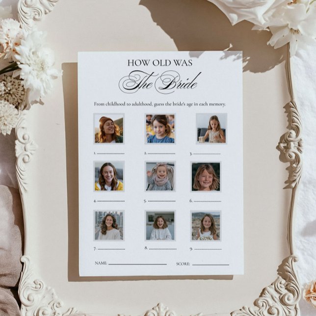 Modern How Old Was The Bride Photo Game Card (Creator Uploaded)